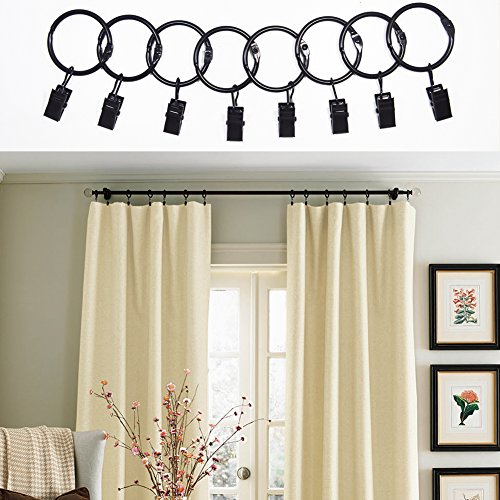 Youngneer Drapery Curtain Clips with Loose Leaf Rings for Traversa Rod Small Decorative Metal Clip Hooks Hanger for Curtain Black 32 Pack - Thumbnail 4