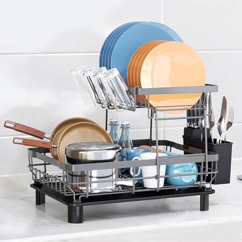 GAXmi Dish Drying Rack with Drainboard for Kitchen