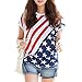 Little Hand Women's American Flag Striped Short Sleeve Loose Blouse T-Shirt 4th of July USA Flag Tops