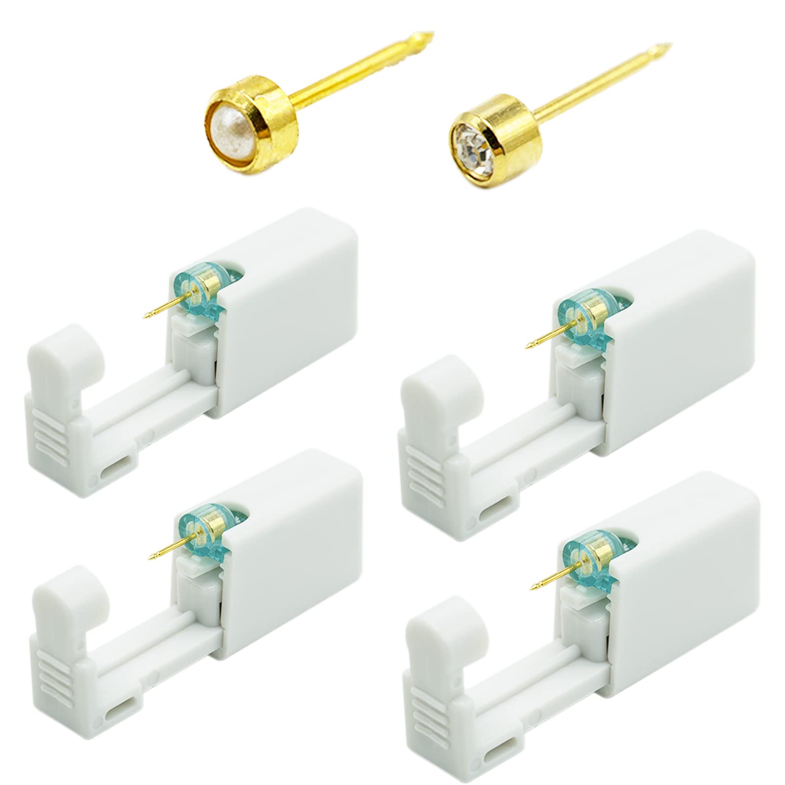 SZXMDKH 4Pcs Disposable Ear Piercing Tool Safety Aseptic Painless Piercing Guns Kit with 4 Ear Studs (Golden)