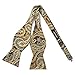 HISDERN Paisley Floral 6 Clips Suspenders & Bow Tie and Pocket Square Set Y Shape Adjustable Braces,Brown & Gold,One Size