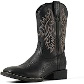 SUREWAY Cowboy Boots For Men, 10 Inch Pull on Square Toe Western Boot | Classic durable men's wellington work boots,slip resistant pull-on soft toe work boots for daily and western casual wear
