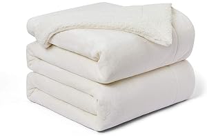 Walensee Sherpa Blanket (Throw Size 50”x60” Off White) Super Soft Fleece Plush Blankets for Bed, Couch, Sofa, Fuzzy Warm Cozy