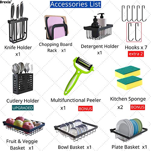 Brexla Length Adjustable Over The Sink Dish Drying Rack (33.1’’42.9