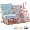 Rose Gold Desk Organizer for Women, AUPSEN Mesh Office Supplies Desk Accessories, Features 5 Compartments + 1 Mini…