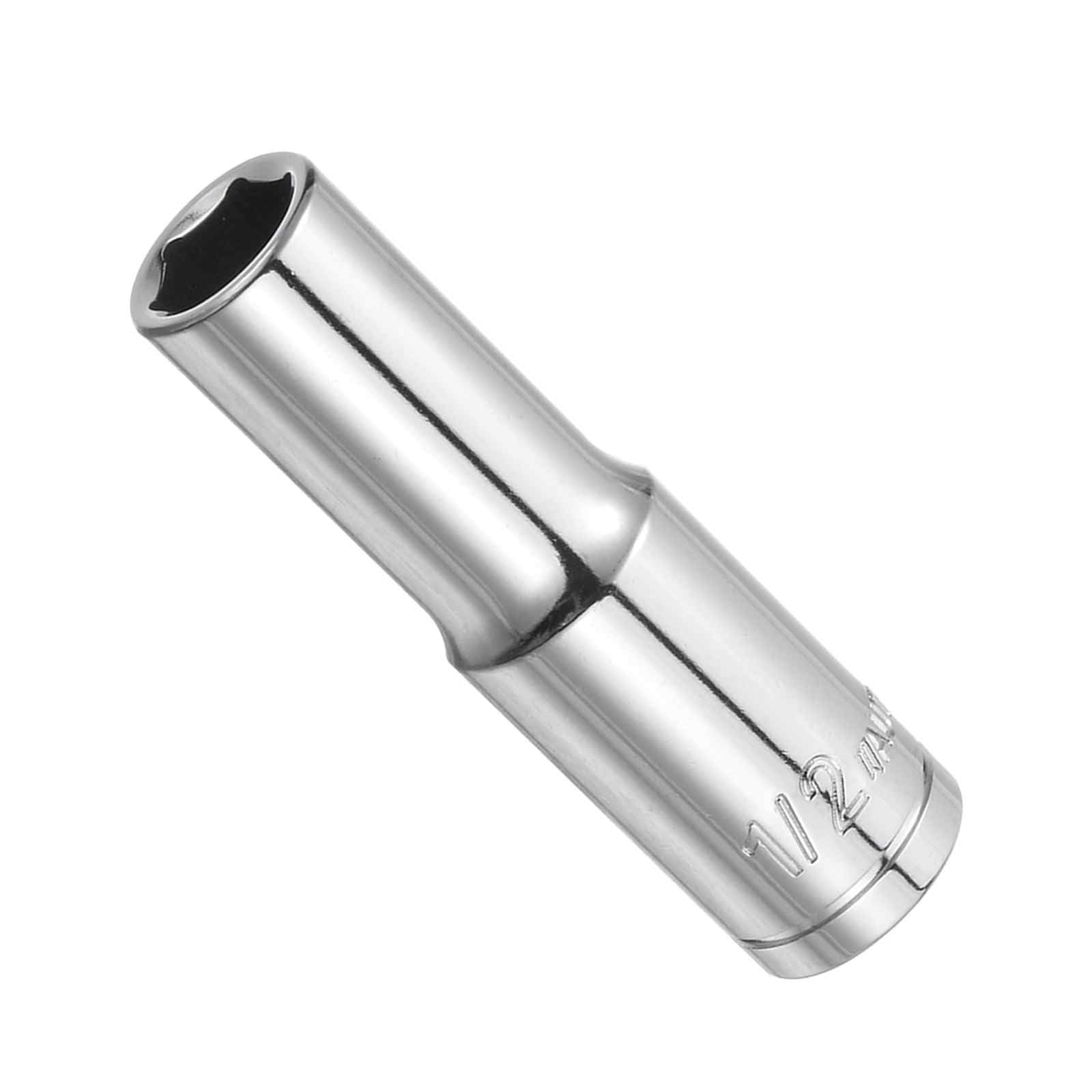 CoCud 6-Point Socket, 1/2" Drive 1/2 Deep, Mirror Chrome Plating CR-V SAE Deep Impact Socket - (Applications: for Ratchet Torque Electric Wrenches Car Repair), 1-Pieces