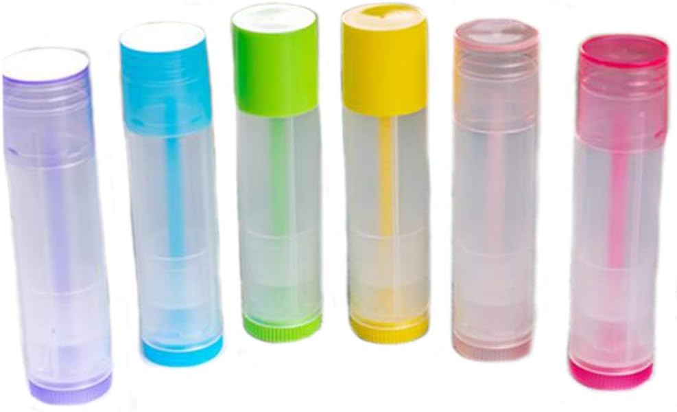 FZBNSRKO 5ml 50 Pcs Empty Clear Lip Balm Tubes Containers with Twist Bottom and Multi Color Caps for Making Lip Balm,DIY Cosmetic Tubes