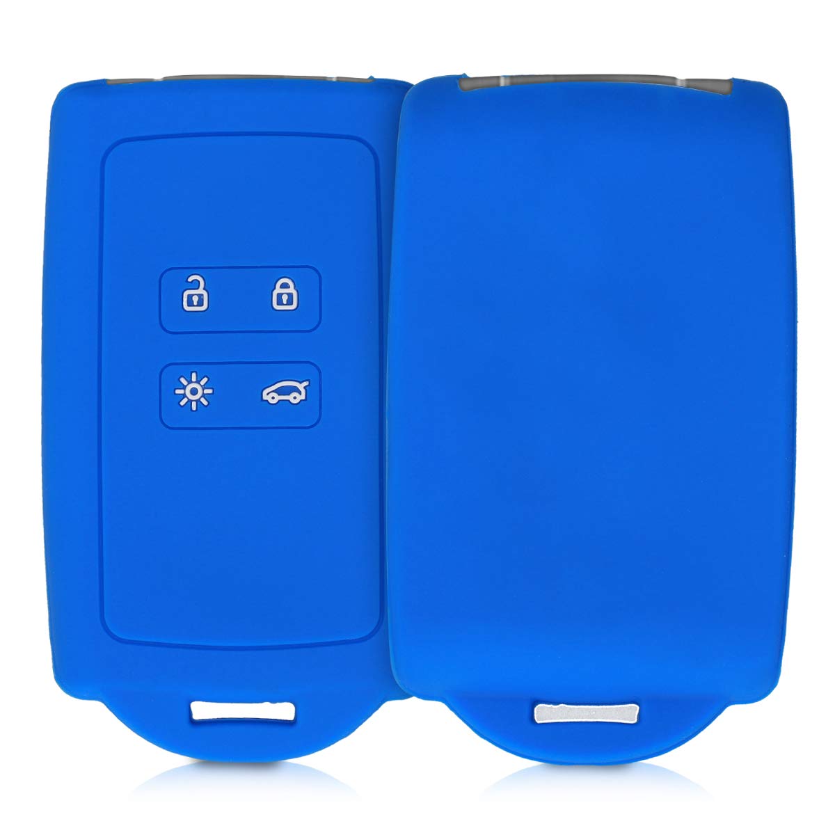 kwmobile Car Key Cover Compatible with Renault 4 Button Car Key Smart Key (only Keyless Go) - Silicone Protective Key Fob Cover with Built-in Eyelet - Blue