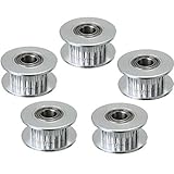 Wangdd22 5PCS GT2 Timing Belt Idler Pulley ( 20 teeth ) 20T Aluminum Bore 5mm With Bearing For 3D Printer Accessories Belt Width 6mm