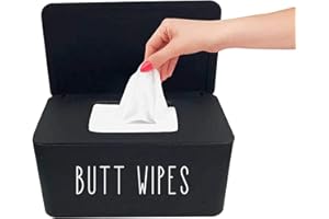 Moorfowl Butt Wipes Dispenser for Bathroom, Upgrade Size(8.2L x 4.9W x 3.9H inches), Large Capacity Flushable Wipes Holder Container for Restroom