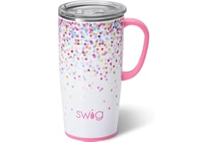 Swig Life 22oz Tall Travel Mug with Handle and Lid, Cup Holder Friendly, Dishwasher Safe, Stainless Steel, Triple Insulated C