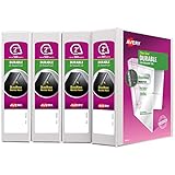 Avery Durable View Binder, 2" Slant Rings, 500-Sheet Capacity, DuraHinge, White, Multi Pack of 4 (17032)