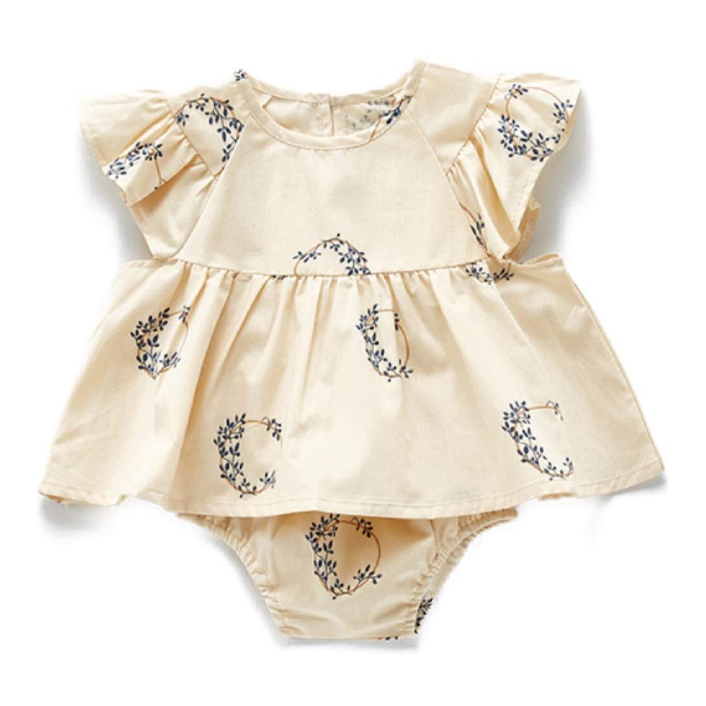 Mua F S Maumu ベージュ かわいい ベビー服 女の子 半袖 パフスリーブ フリル袖 ワンピース トップス かぼちゃパンツ 赤ちゃん ベビー お出かけ 韓国風 夏服 2点セット 90 Tren Amazon Nhật Chinh Hang 21 Fado