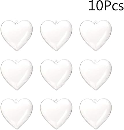 Amosfun Lot De 10 Boîtes En Plastique Transparent à Remplir En Forme De Cœurs à Suspendre Pour La Saint Valentin La Fête De Mariage