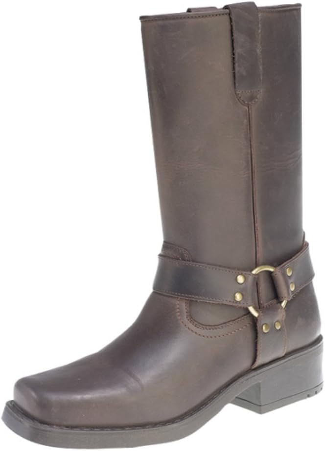 GringosEngineer Boots, Pull-On Western Buckle Biker Boots