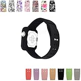 XiangMi Soft Protective Case with Strap Bands for Apple Watch/iWatch Series 3 Series 2 Series 1 Sport Edition,Silicone Rubber Watch Case Strap Bracelet for iWatch 38mm 42mm All Models