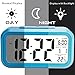 Oneoffcar Children Clocks,Travel Alarm Clock,Battery Operated Backlight Morning Clock For Kids, Pets' Clocks, Large LCD Display(Date,Temperature,Snooze),for Office Bedroom Travel (blue)