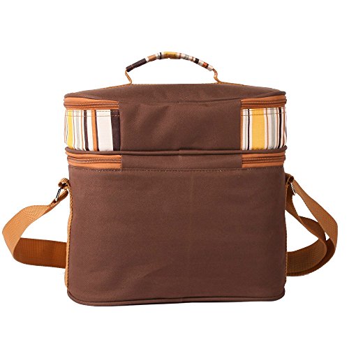 FORBEST Picnic Baskets Tote for 2 Person with Insulation Layer Suitable for Picnic,Outdoor Activities(Coffee)