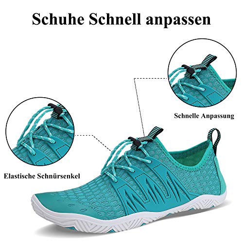Lingmu Unisex Wasserschuhe rutschfest Badeschuhe Strandschuhe Aquaschuhe Schwimmen Surfschuhe,4c Gras Grün,40 EU – Bild 3