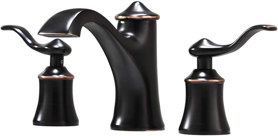 Vokim 3 Hole Low Arch 2 Handle Widespread Bathroom Faucets Oil