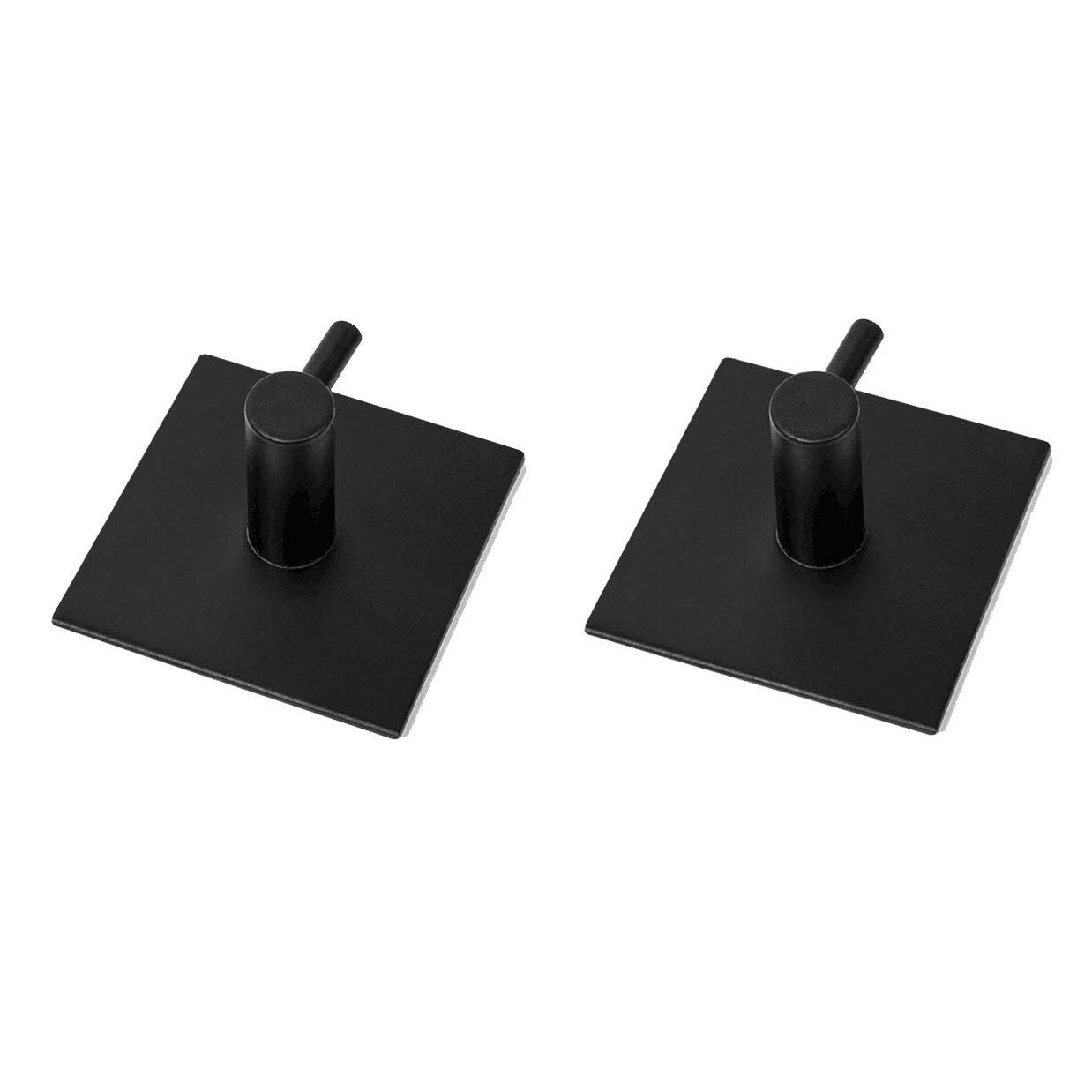 Celbon 2PC Bath Towel Hook Self Adhesive Black Sticky SUS 304 Stainless Steel Robe Hooks Robe Hook Heavy Duty Door Hooks Hanger for Bathrooms,Kitchen,Lavatory Closet