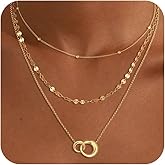NECOCY Valentine's Day Gift 14k Gold/Silver Plated Layered Gold Necklaces for Women, 3Pcs Dainty Herringbone Choker Set, Trendy Stack Simple Chain Layering Pendant Jewelry