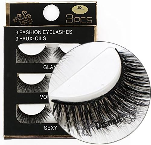 Disnail 3 Pairs Long Cross False Eyelashes Makeup Natural 3D Fake Thick Black Eye Lashes