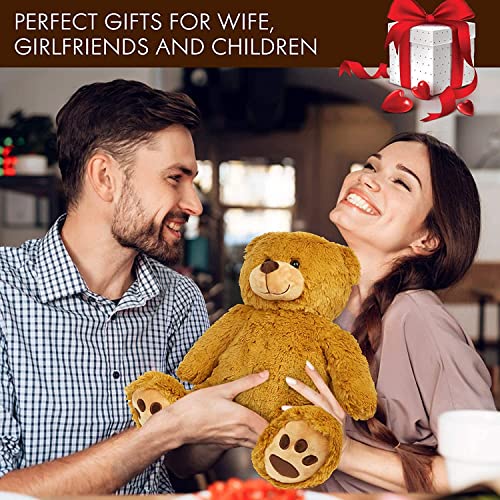 LotFancy Plush Bear 50 cm, Plush Bear, Soft Plush Teddy Bear Stuffed Teddy Bear Cute Plush Animals for Children and Babies Brown