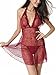 Women Lingerie Nightwear Lace Babydoll Strap Chemise Halter Mini Dress Red M
