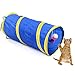 Pecute Tunnel Cat Dog Play Tunnel with Ring Bell Exercise Collapsible Toy, Blue