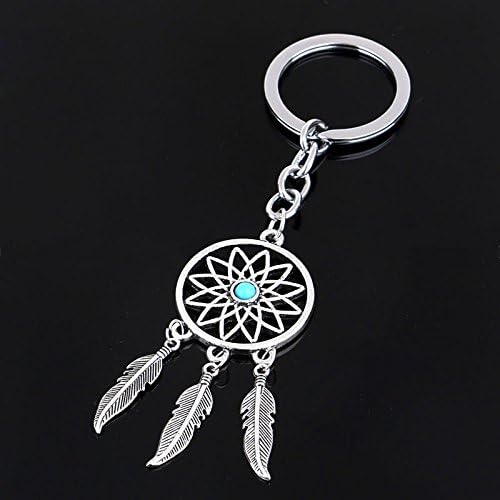 Vintage Dream Catcher Charms Turquoise Beads Keychain for Car Key Ring Jewelry Findings Accessories
