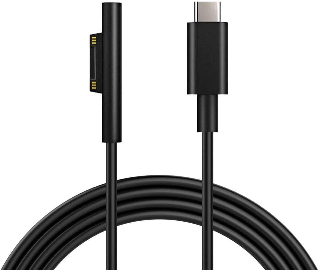 5ft USB-C Charging Cable Compatible for Microsoft Surface Pro 7/6/5/4/3 Surface Laptop1/2, Black Male Connect to, 45W 15V PD Charging Works with PD Power Supply-1.5 Meters (Cable Only)