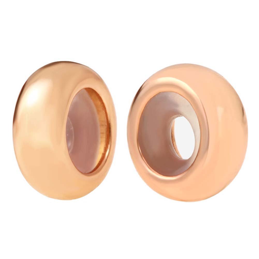 Rose Gold Clip Stopper Charms Sterling Silver Rondelle Spacer Bead for Pandora Charm Bracelets (Rose Gold)
