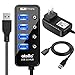 Powered USB Hub Long Cord, atolla USB 3.0 Hub 4 + 1 Data Transfer and Charging Multiport with Power Supply Adapter 15W (5V/3A) and 3.3ft Meter USB 3 Extension Cable