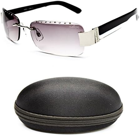 D493-cc Diamond Eyewear Fashion Metal Rimless Sunglasses (503 Silver/Black)
