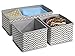 mDesign Soft Fabric Dresser Drawer and Closet Storage Organizer for Bedroom, Closet, Shelves, Drawers - Clothing/Accessory Organizing Bins - Set of 3 in 2 Sizes - Chevron Zig-Zag Print - Taupe/Natural