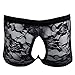 Freebily Men's Sexy Lace Boxer Briefs Open Front Pouch Crotchless Sissy Underwear Black Medium (waistline 24.5-34.0