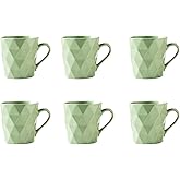 MIWARE 11 Ounce Porcelain Mugs, Set of 6, Tea and Cocoa Mug Set, Matcha Green, Matte