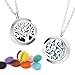 2Pcs Essential Oil Diffuser Necklace 316L Stainless Steel Locket 2 Pattern Aromatherapy Diffuser Pendant with 24 Inches Adjustable Chain (11Pcs Washable Pads)
