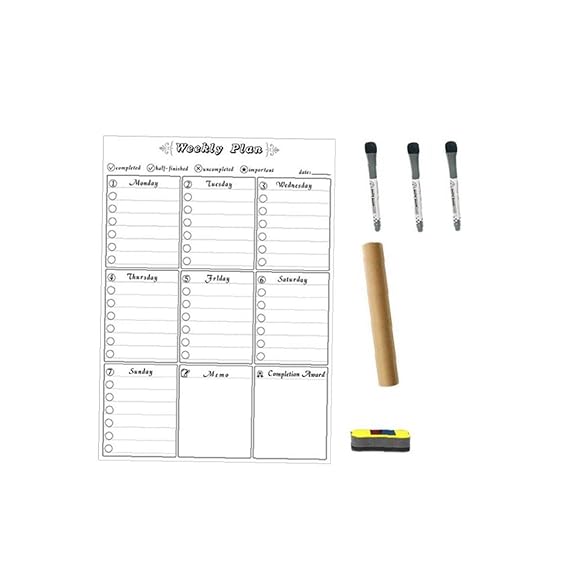 Semanal De Borrado En Seco Junta Regrabable Calendario Mensual ...