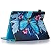 iPad Air Case, Dteck(TM) Fashion Art Prints Leather Flip Stand Smart Cover with Auto Wake/Sleep Feature Magnetic Snap for iPad Air/5th 9.7 inch 2013 Model, Blue Butterfly & Pink Flower