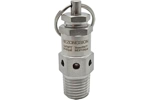 HEZONGSION 1/4" NPT Male Mini Adjustable Pressure Relief Safety Valve with Lock,15psi Set Pressure,0-30psi Pressure Range,SS3