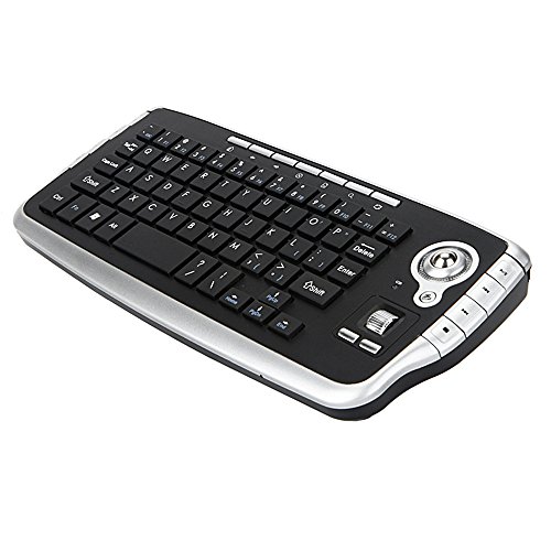 Docooler E30 2.4GHz Wireless Keyboard with Trackball Mouse Scroll Wheel Remote Control for Android TV Box Smart TV PC Notebook Black