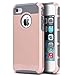 ULAK iPhone 4 Case, iPhone 4S Case,4S Case, Dual Layer Hybrid Slim Hard Case with Hard PC Cover and Soft Inner TPU for iPhone 4S 4(Rose Gold/Grey)