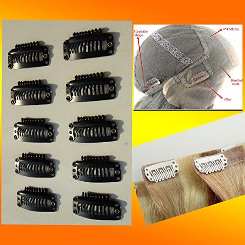 10 Pcs U Shape metallic Snap Clips in for Hairpiece And Human hair extensions DIY Snap Combs Wig Clips with Rubber