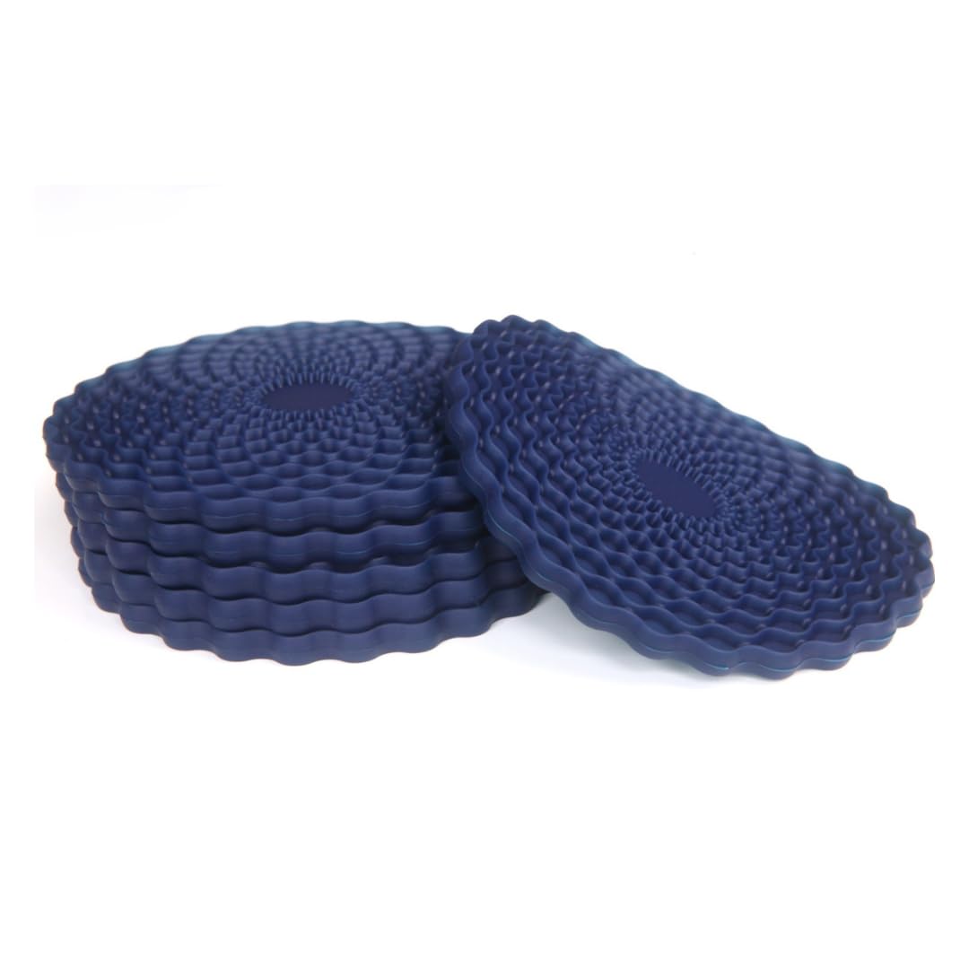 Dark Blue Drinks Coasters Set of 6 by Stone & Thyme - a UK Brand. Non Slip, Heatproof & Easy to Clean. Colourful Decorative Home Accessories that Protect All Surfaces.