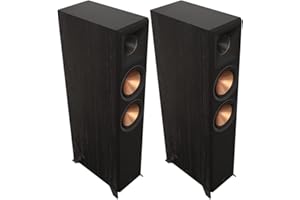 Klipsch RP-6000F II 2.0 Dual Floorstanding Speaker Pair with 90° x 90° Hybrid Tractrix Horn, 1” LTS Tweeter, 6.5” Cerametallic Woofers, and Dolby Atmos Options for Premium Home Theater Sound in Ebony