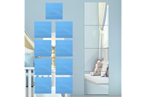 18Pcs Self Adhesive Acrylic Mirror, Flexible Mirror Sheets,Frameless Mirror Wall Stickers for Bathroom, Living Room or Bedroo