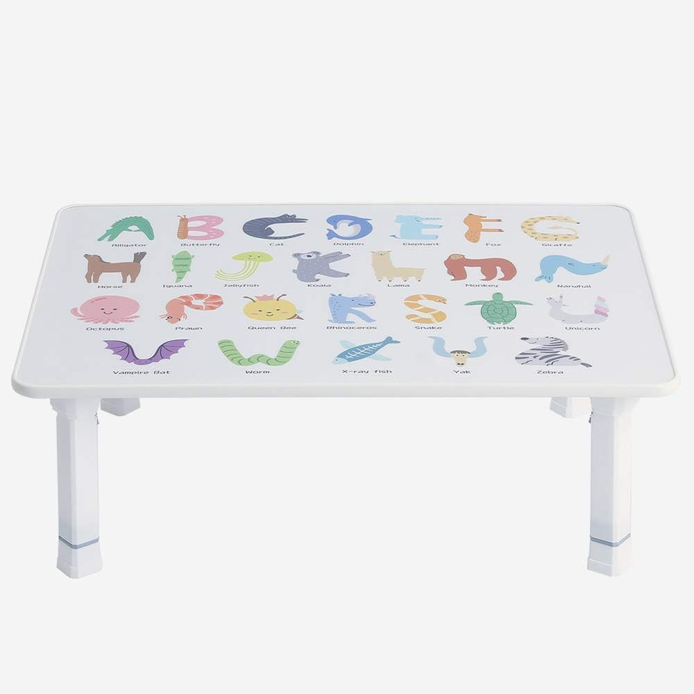 Amazon Co Jp Roomnhome 海外発送 子供の背の高さに合わせての高さ調節可能 E０級のエコ合板使用 色々な動物キャラクター デザインの丈夫な子供用折り畳みテーブル 韓国産 アルファベット ホーム キッチン