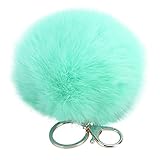 Leegoal(TM) Novelty Keychain with Plush Cute Artificial Rabbit Fur Key Chain for Car Key Ring Bag Purse Charm (Mint Green)